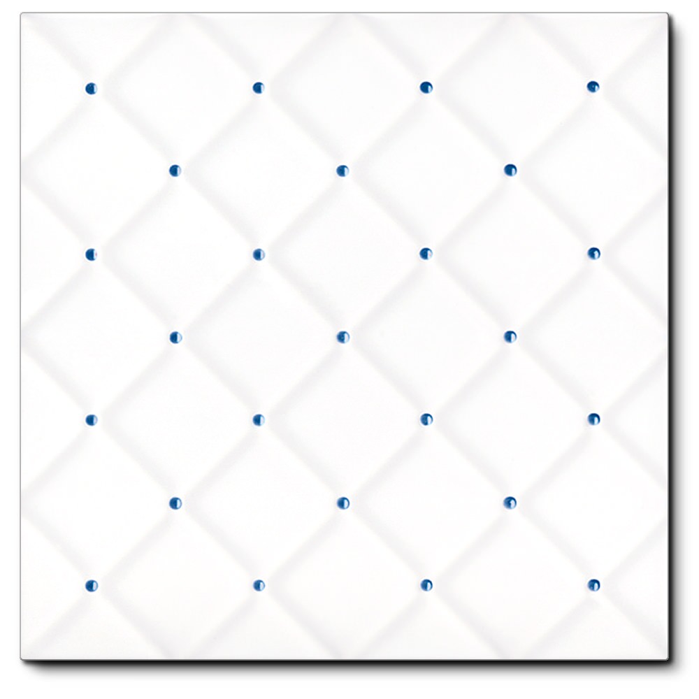 Matelassé Blanc Points Bleus