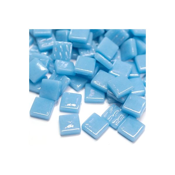 Pâte de Verre 0.8 x 0.8 cm - Bleu Ciel Unis, Par 100 g .