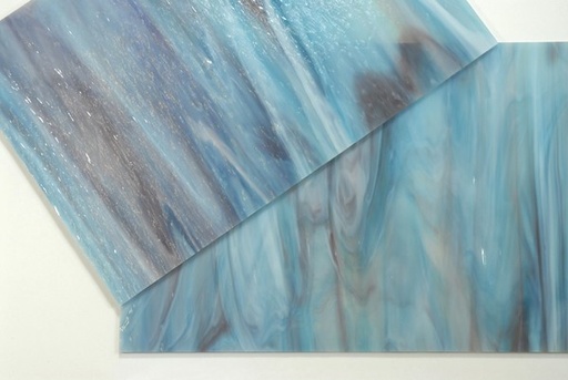Plaque de Verre 20 x 30 cm n°30 - Bleu Ciel Rose Blanc